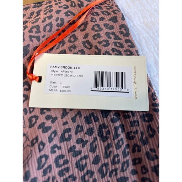 Ramy Brook Leomi Silk SZ L Animal Print Tiered Ruffle Lined Sleeveless Dress NEW - Picture 14 of 16